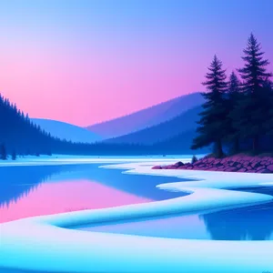 Serene Sunset above Pristine Lake