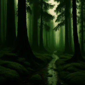 Sunlit Path through Woody Forest Landscape