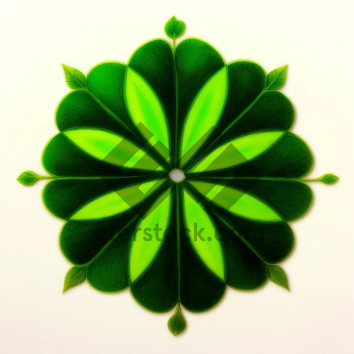 Picture of Floral Pattern with Leaf and Clover Elements