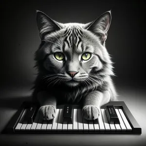 Furry Feline with Musical Accordion