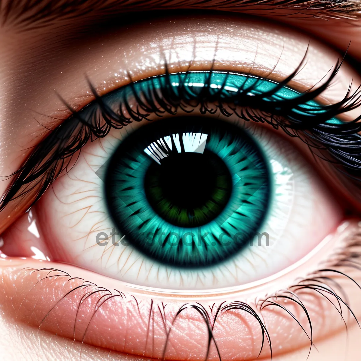 Picture of Striking Eyeball with Enhanced Eyelashes