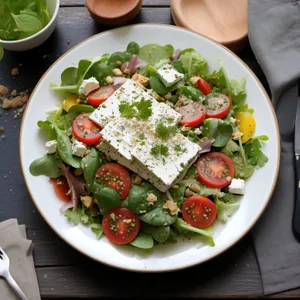 Delicious healthy gourmet vegetable salad plate.