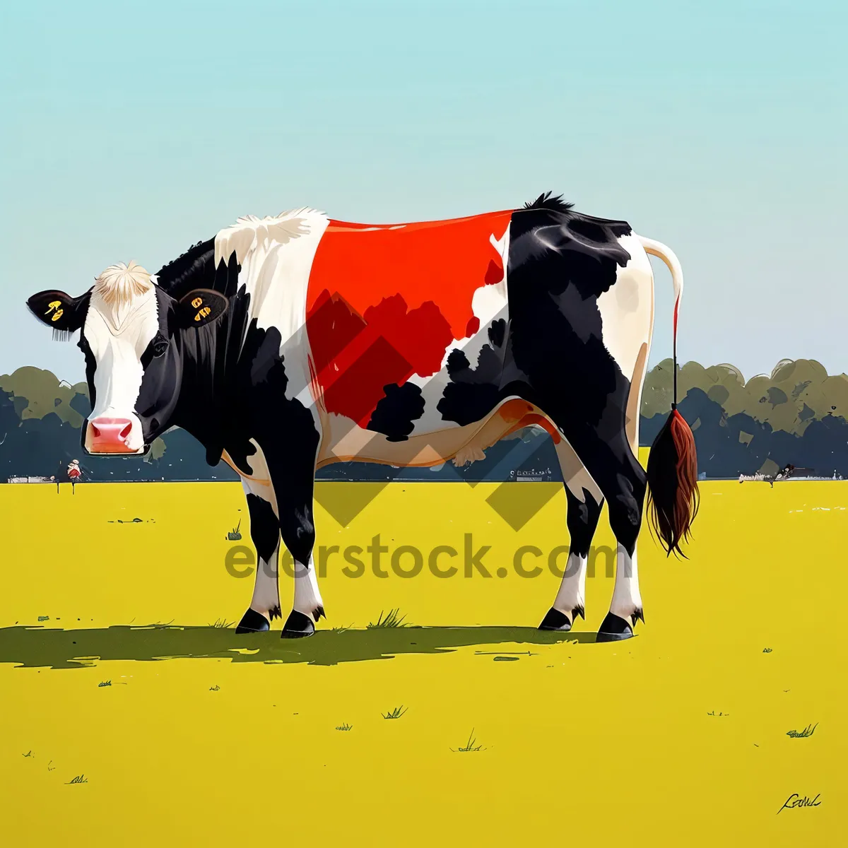 Picture of Rural animal grazing on grassy meadow