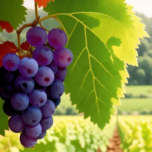 Autumn Harvest: Juicy Organic Grape Cluster in Vineyard