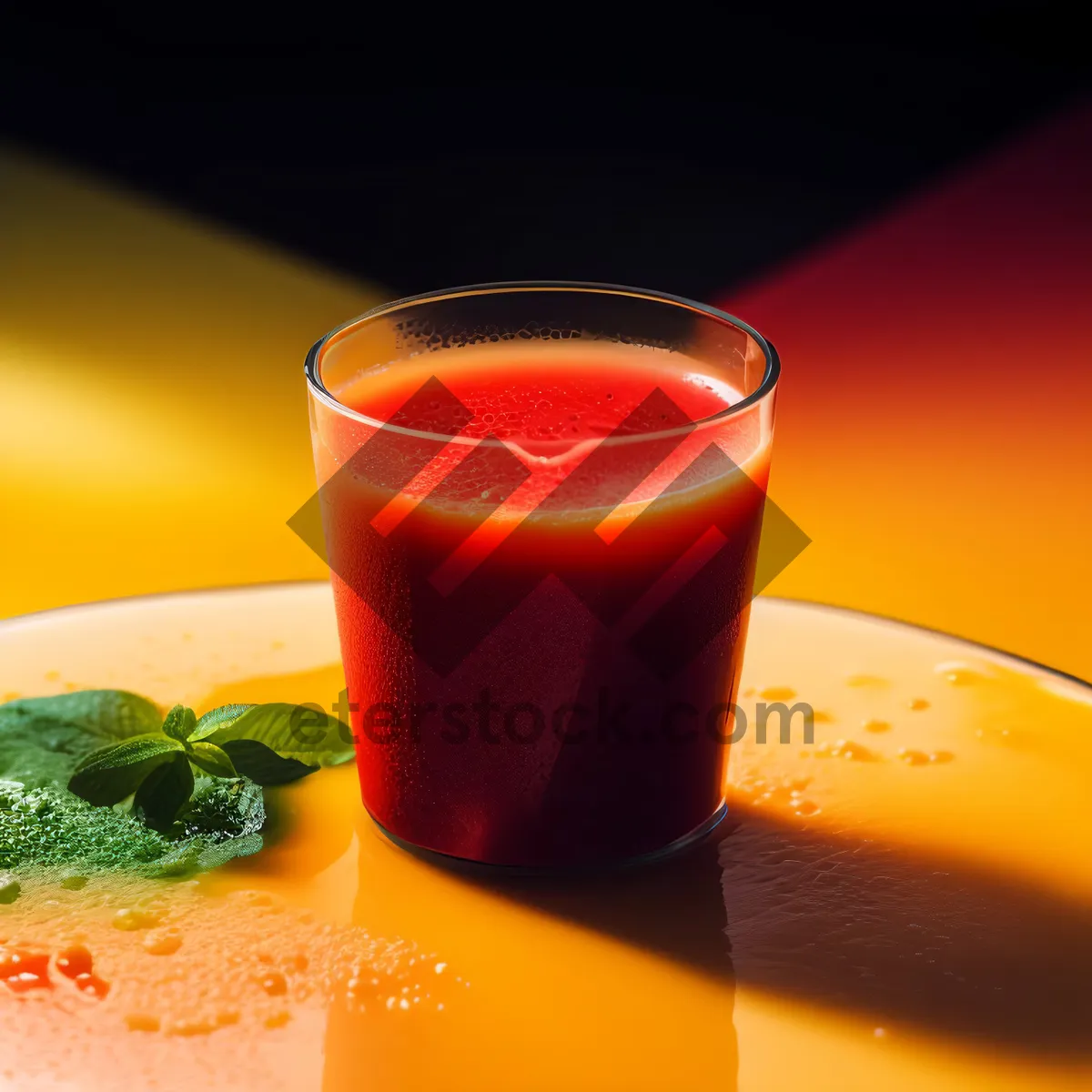 Picture of Healthy Orange Fruit Juice Beverage with Ice & Garnish