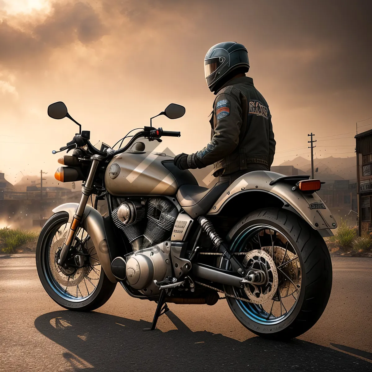 Picture of Speeding Motorbike on Open Road