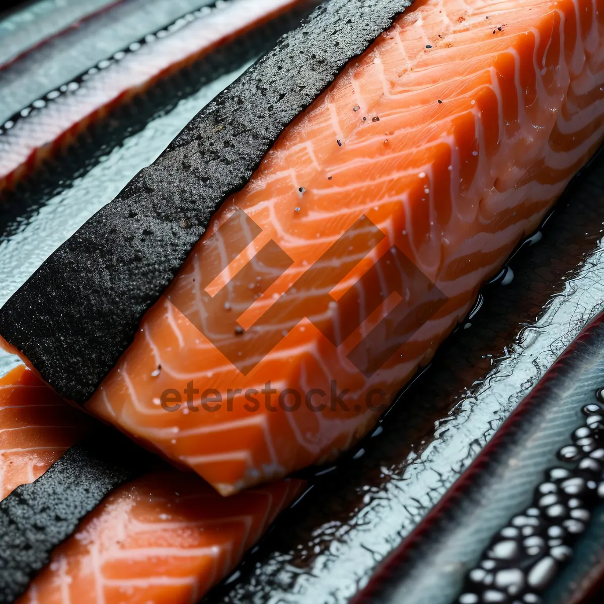 Picture of Delicious Salmon Sushi with Fresh Vegetables