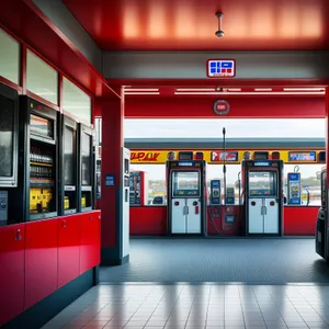 Modern vending machine in office building cafeteria