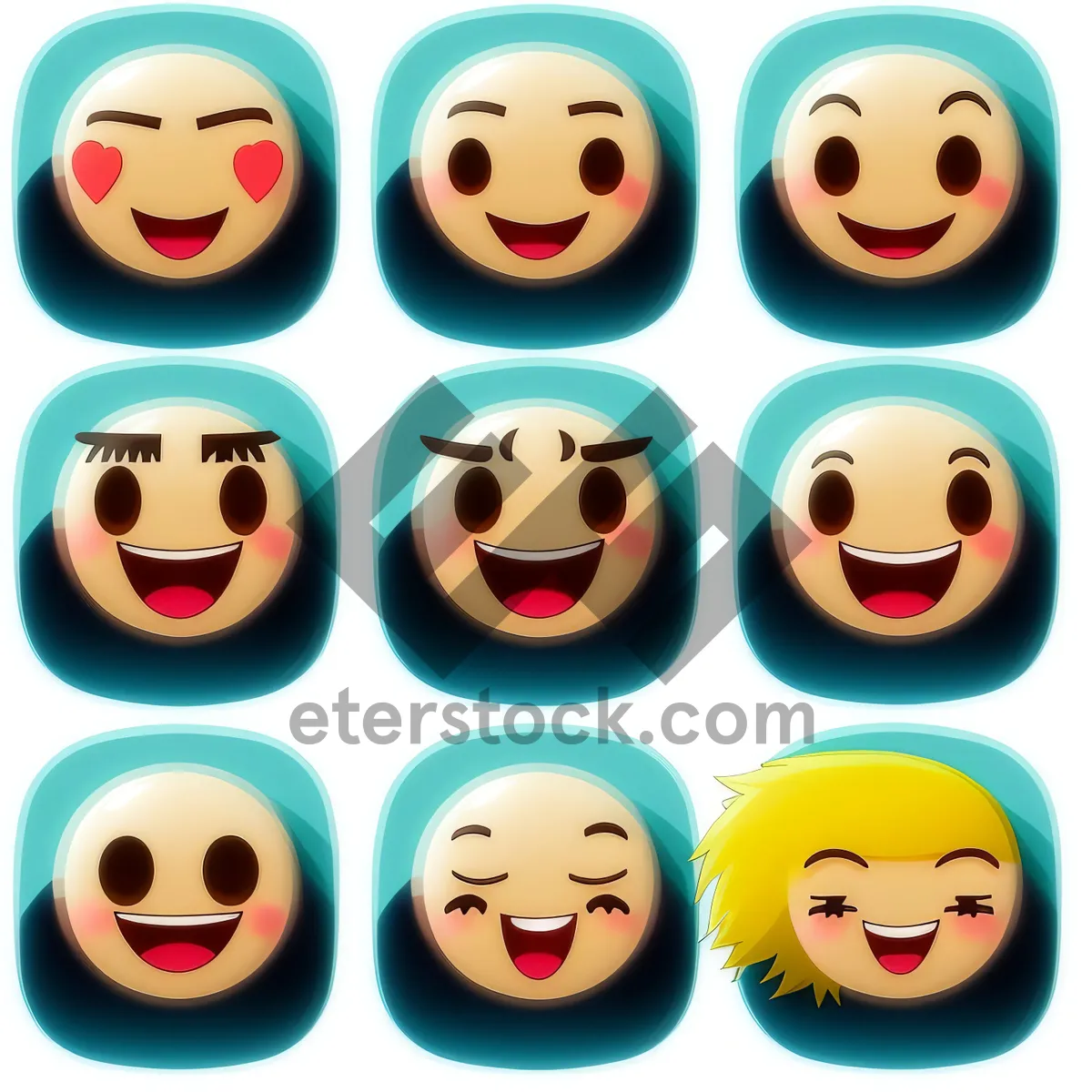 Picture of Happy Eyebrow Cartoon Icons