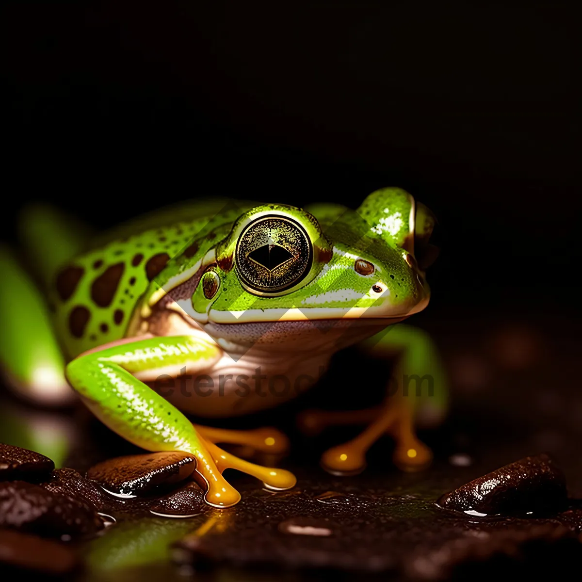 Picture of Vibrant Eyed Tree Frog on Leaf