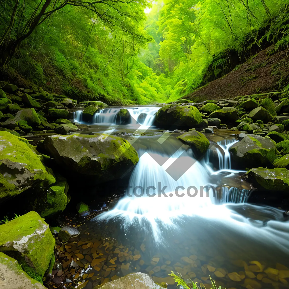 Picture of Serene Waterfall in the Enchanting Forest