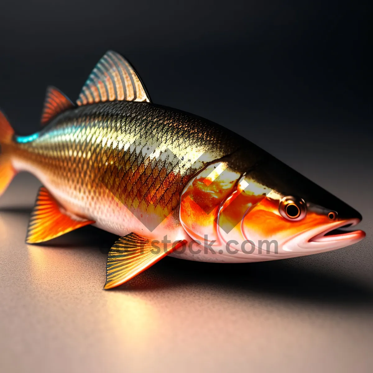 Picture of Colorful Orange Goldfish Swimming in Aquarium