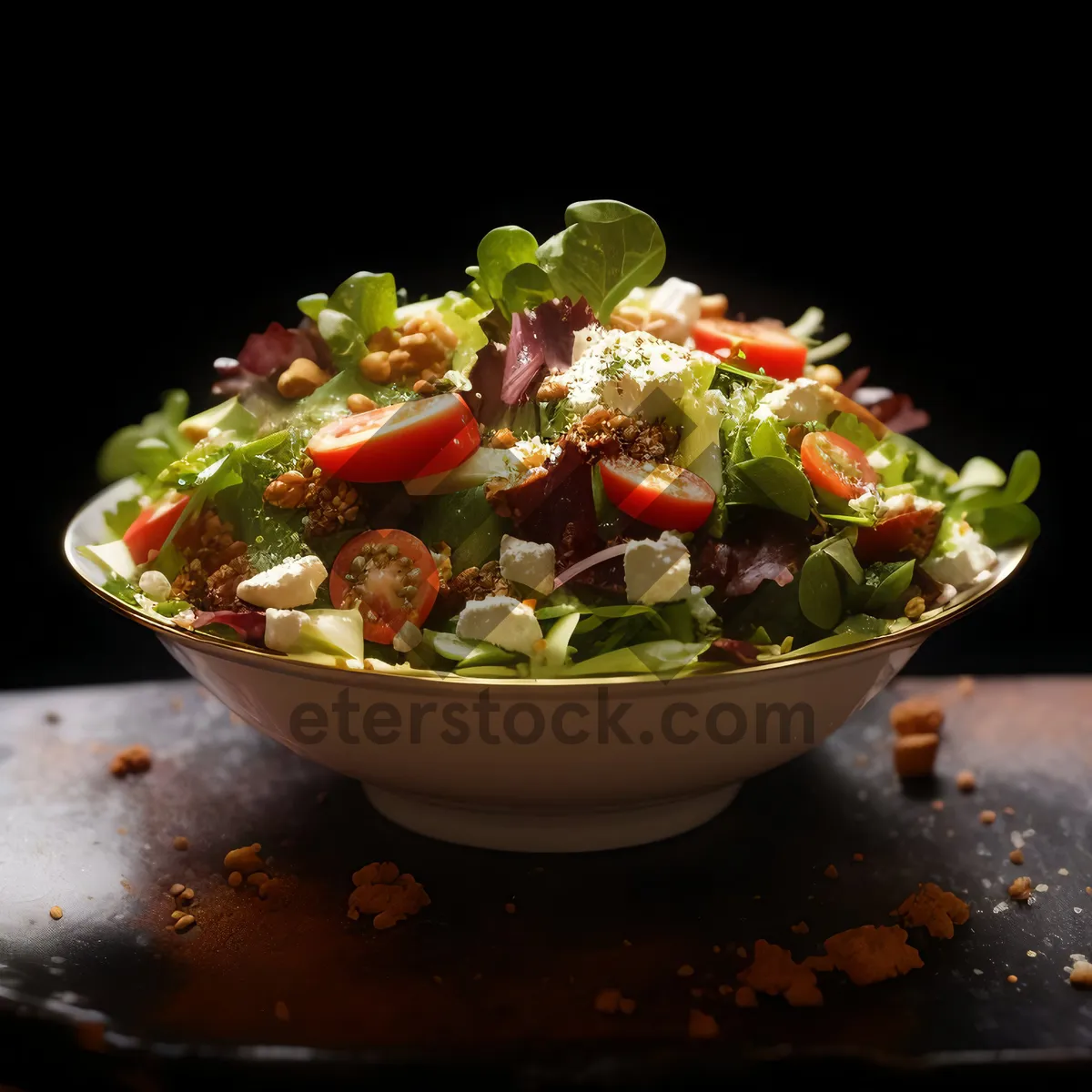 Picture of Gourmet Vegetable Salad with Fresh Guacamole Dip