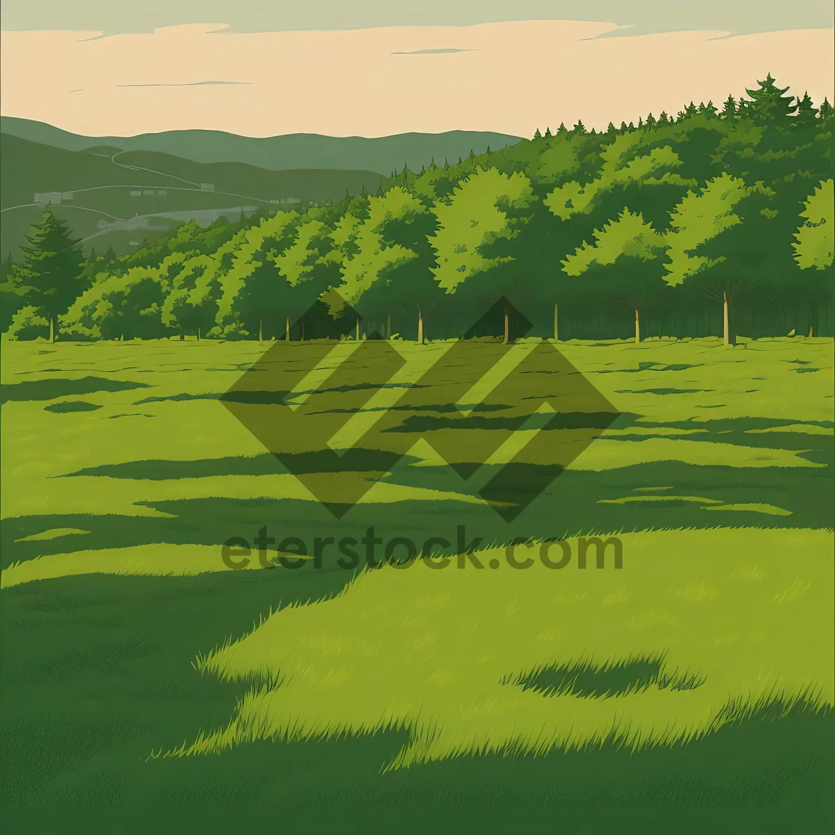 Picture of Scenic Rice Field Landscape under Sunny Sky