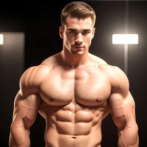 Muscular Male Bodybuilder Flexing Sculpted Abs
