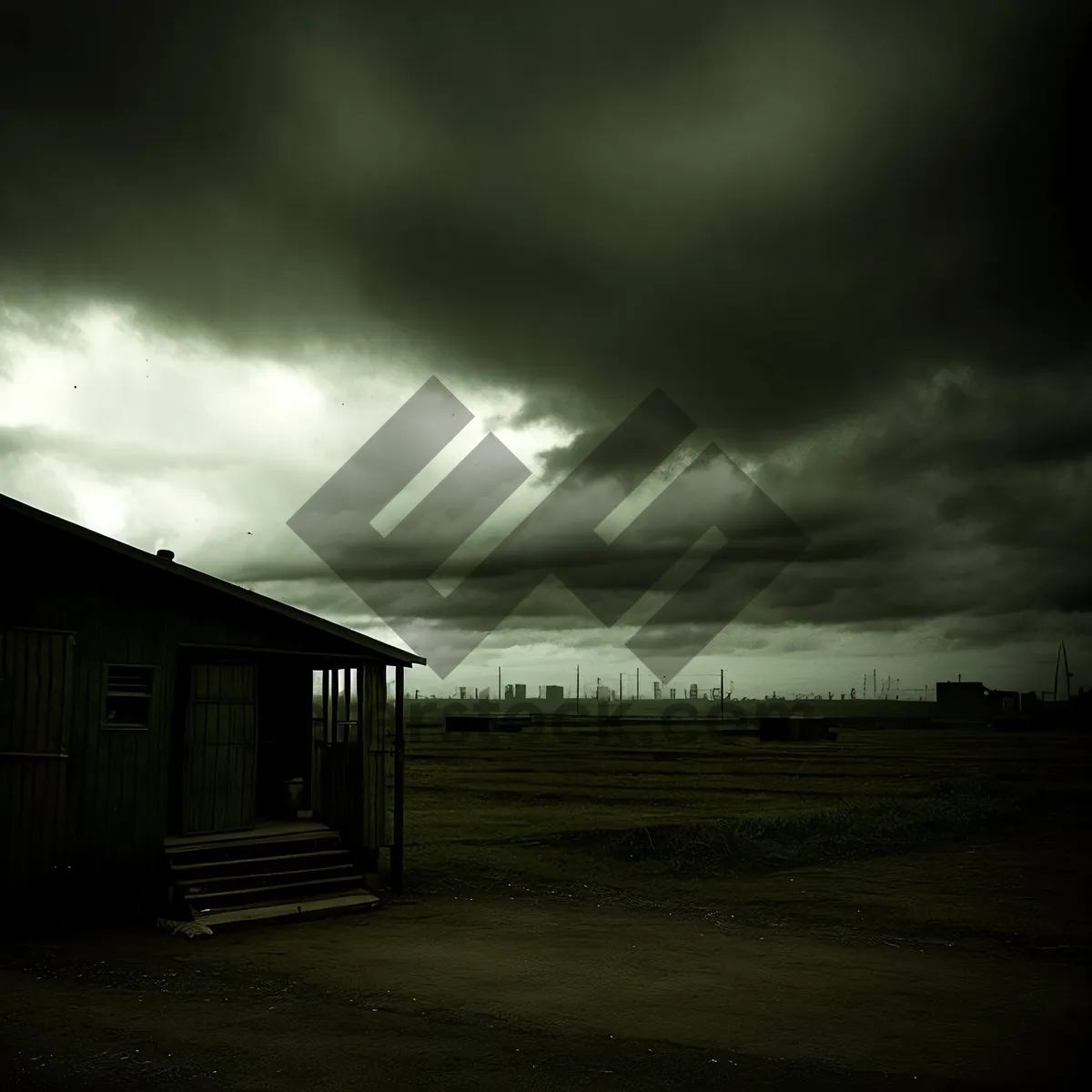 Picture of Rustic farm barn nestled under picturesque sky.