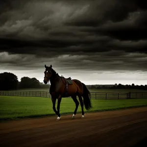 Thoroughbred Stallion in Green Pasture