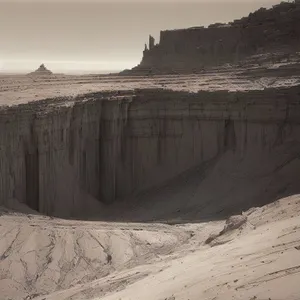 Majestic Canyon Dam: A Stunning Valley Landscape with Mountain Rock Formation