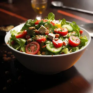 Fresh Vegetable Salad with Juicy Strawberries and Hot Peppers