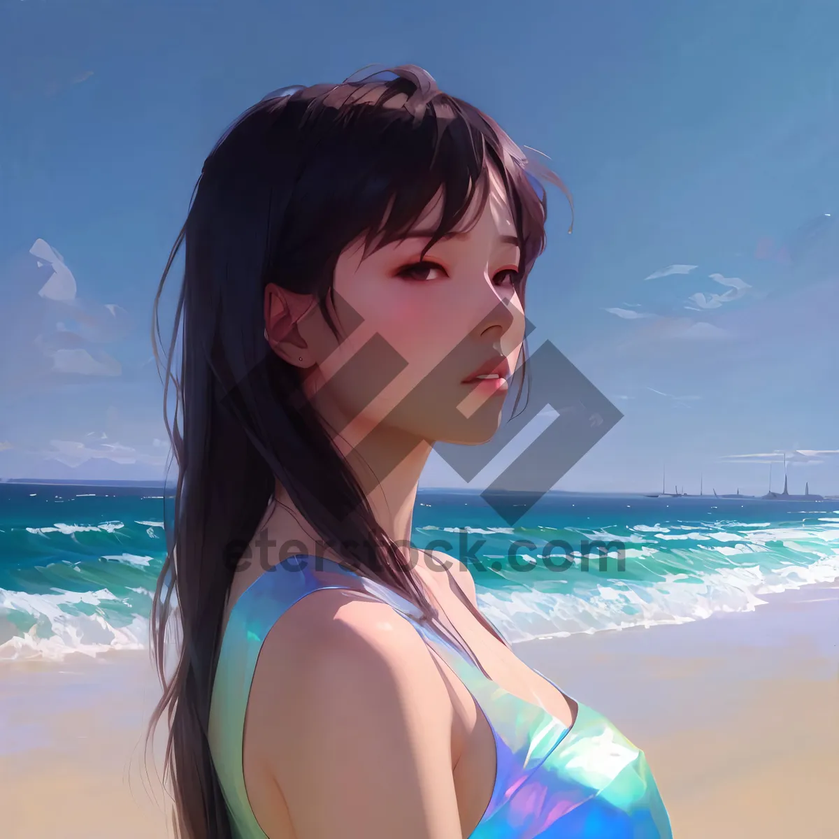 Picture of Summer Beachwear: Sexy Bikini on Sandy Tropical Shore