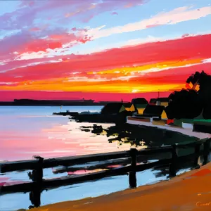 Vibrant Sunset Over Coastal Horizon