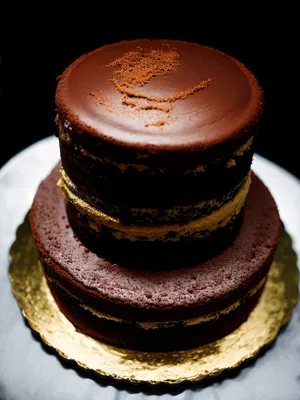 Decadent chocolate cake with sugary indulgence