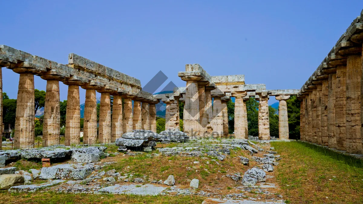 Picture of Ancient Roman Temple in Historic City Skyline