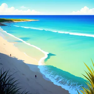 Turquoise Tranquility: Sunlit Archipelago and Idyllic Surf