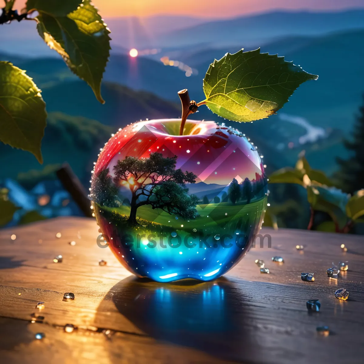 Picture of Golden Holiday Bowl with Festive Fruit Decoration