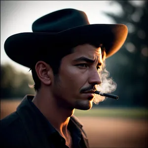 Stylish Cowboy Hat on Attractive Male Model