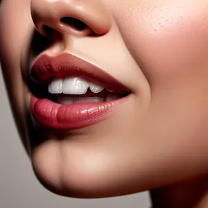 Stunning Close-up of Attractive Model with Red Lips