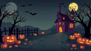 Spooky Night Sky Background Silhouette Moon Pumpkin