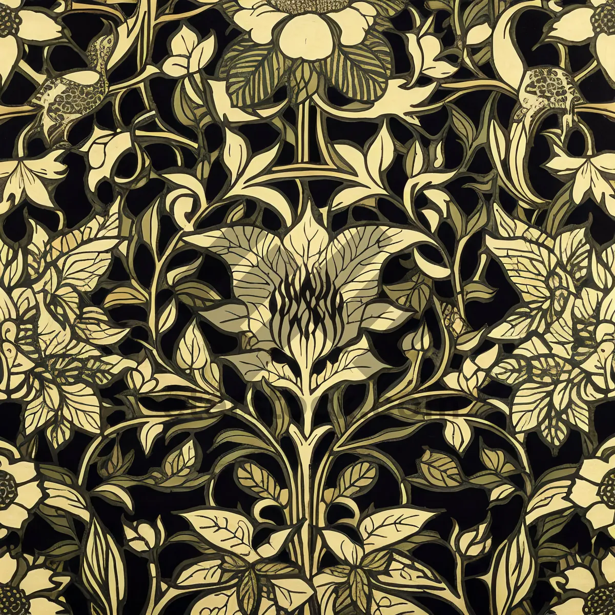 Picture of Damask Floral Vintage Wallpaper Pattern - Elegant and Ornate Décor