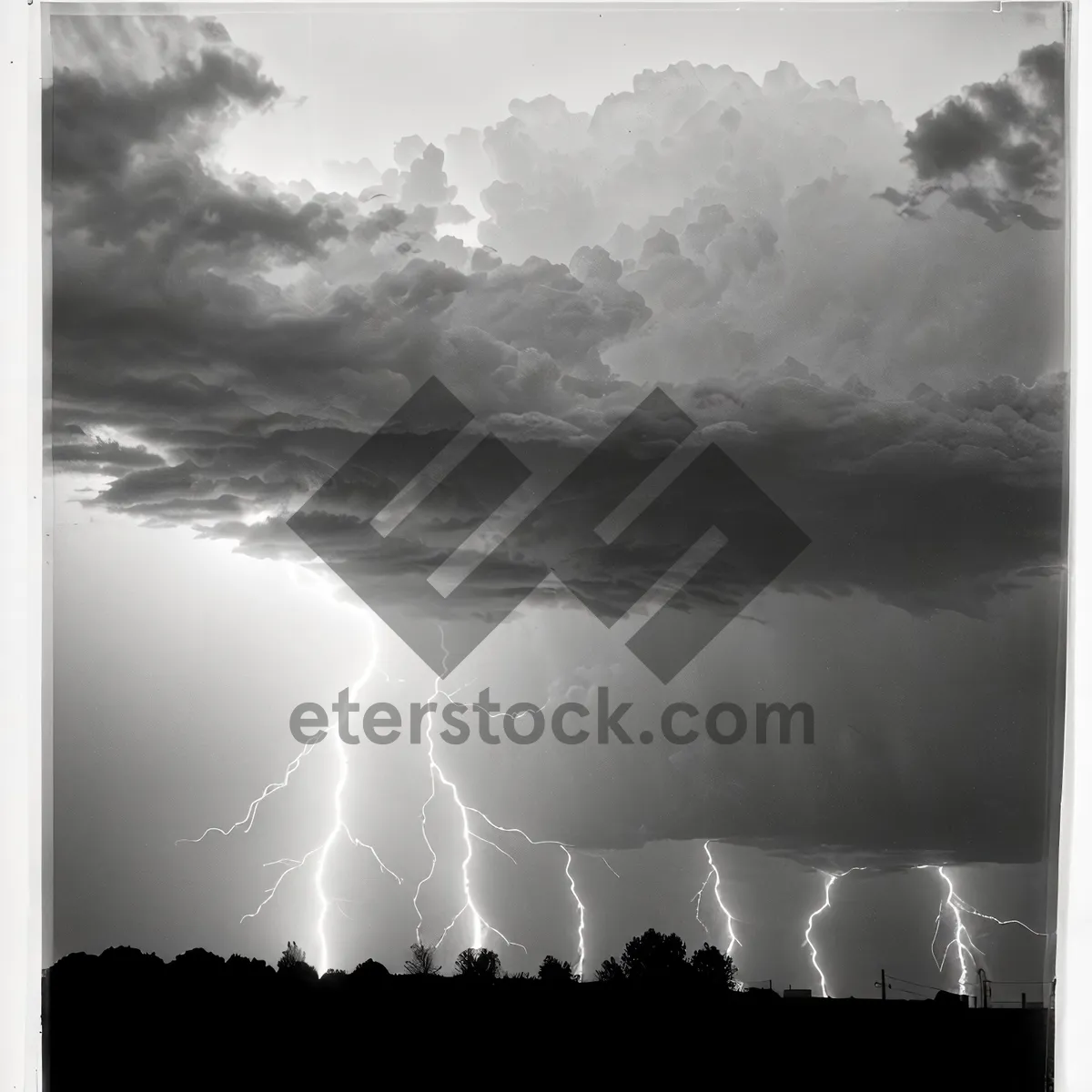 Picture of Vibrant Lightning Storm in Night Sky