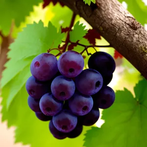 Vibrant Autumn Harvest: Ripe, Juicy Grapes on Vine.