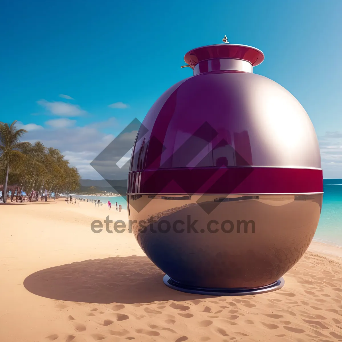 Picture of glass drink container with ball in liquid