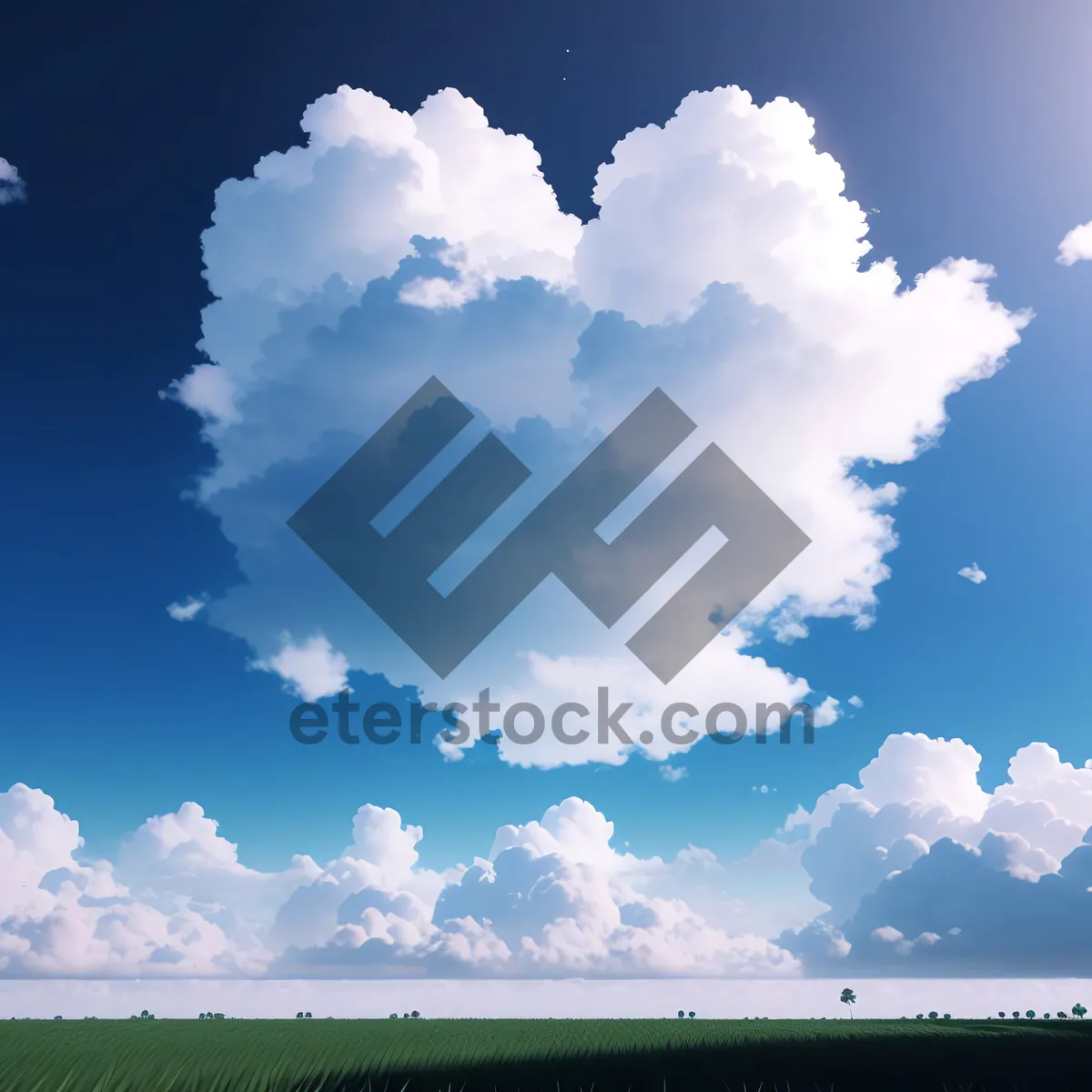 Picture of Vibrant Sky with Fluffy Cumulus Clouds