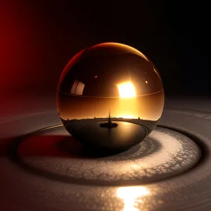 Shiny Glass Sphere Icon with Orange Reflection