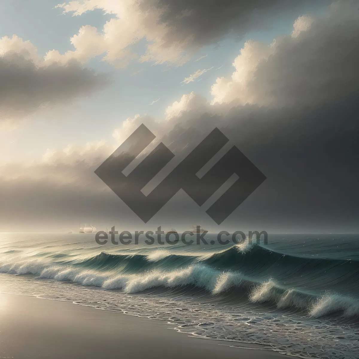 Picture of Sunset Horizon Over Ocean and Mountains