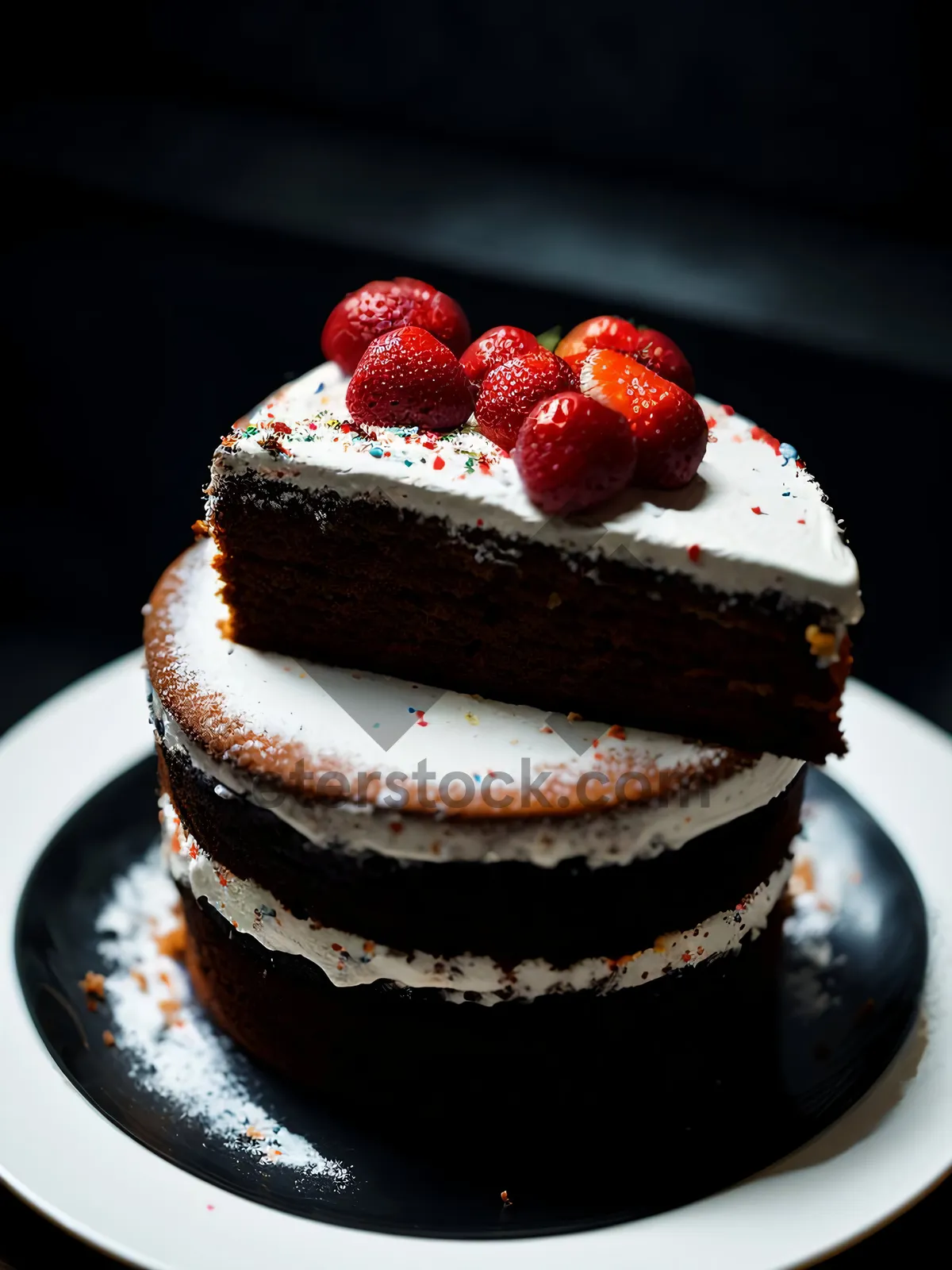 Picture of Delicious Chocolate Berry Cake with Fresh Strawberries