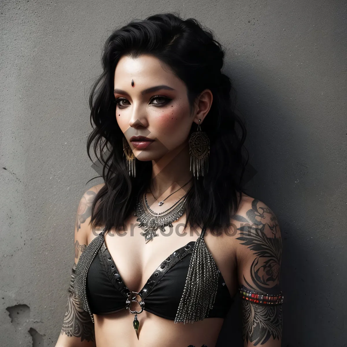 Picture of Attractive woman posing in black lingerie and bra