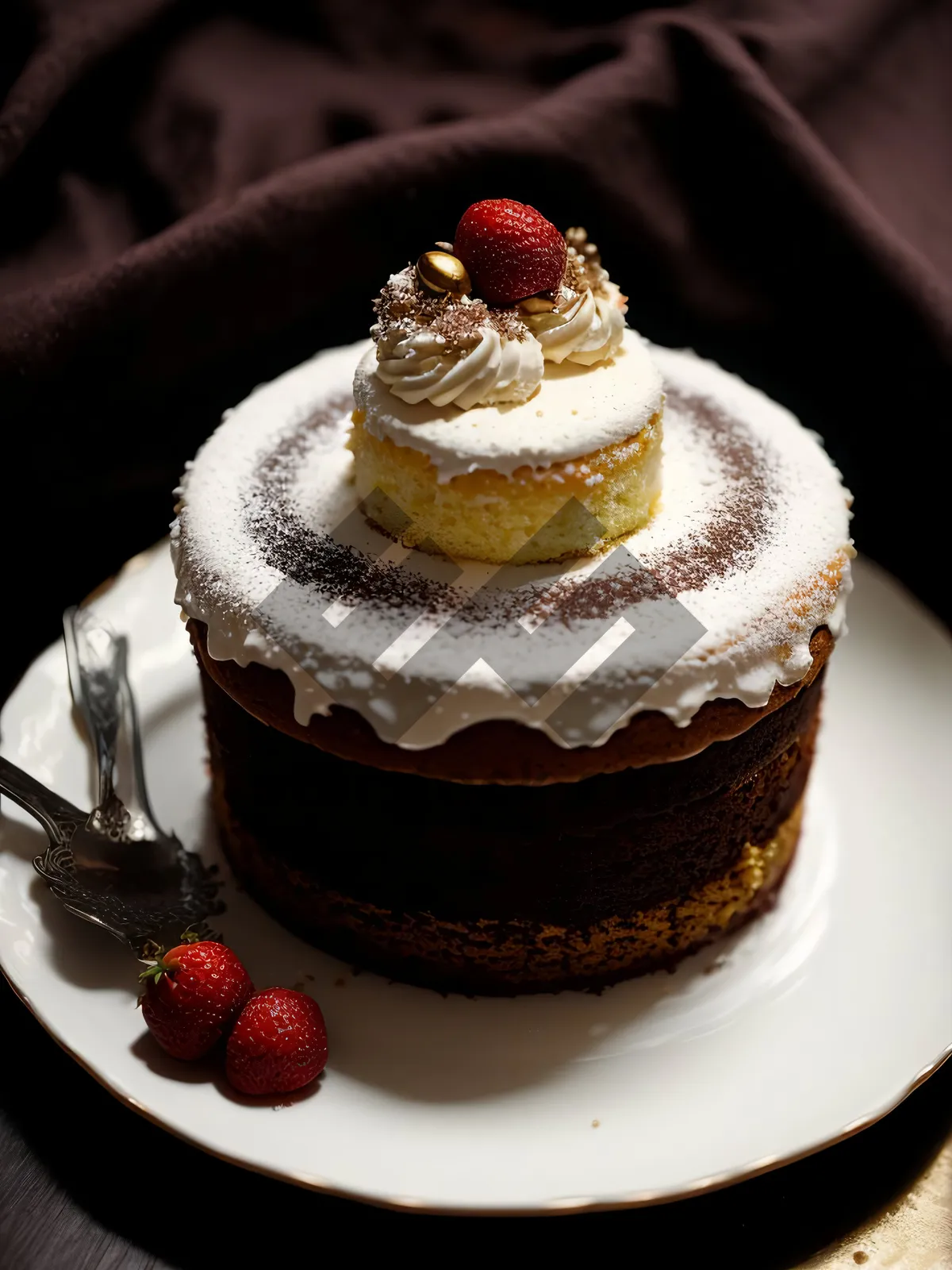 Picture of Delicious Berry Chocolate Cake with Fresh Mint