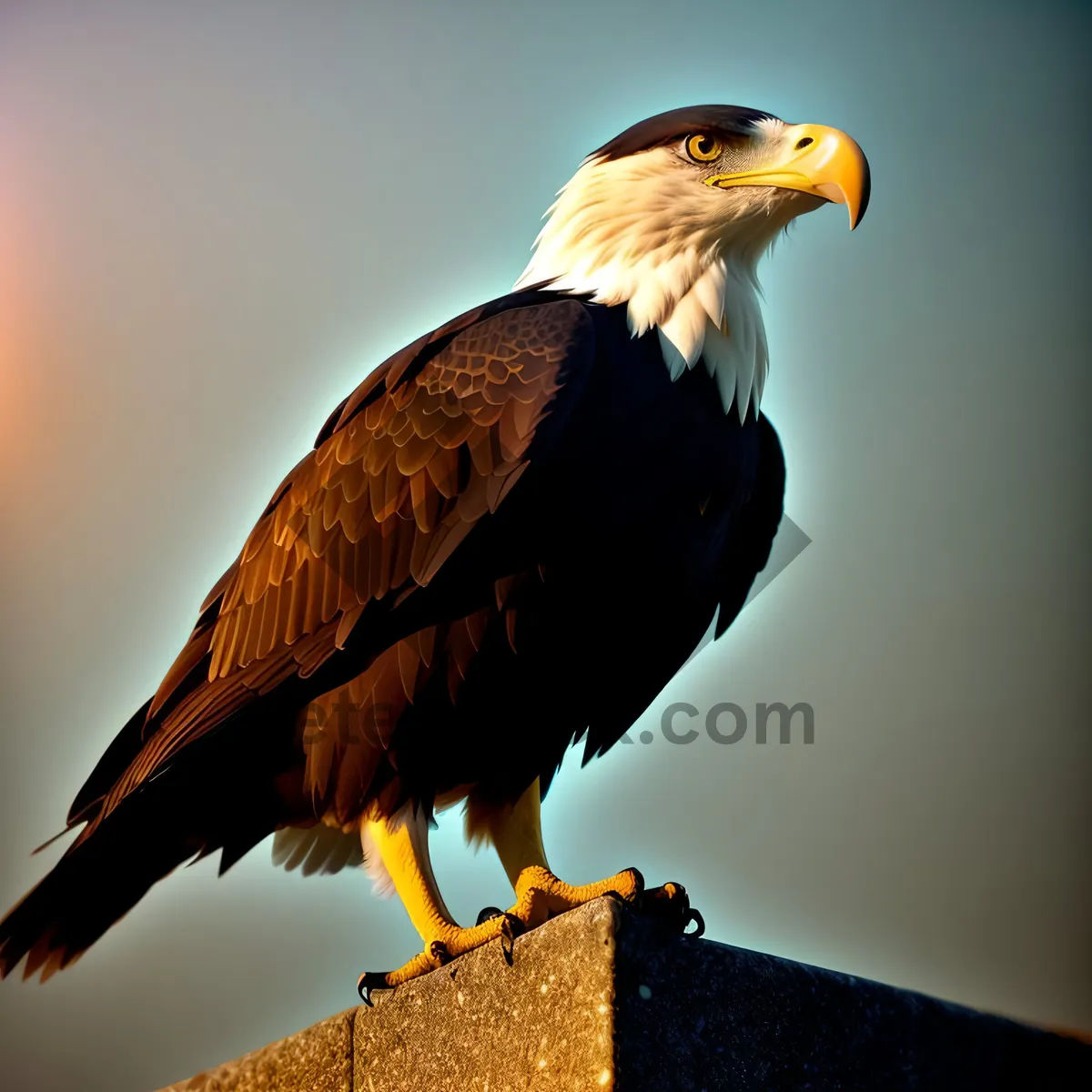 Picture of Bald Eagle in Flight: Majestic Predator Spreading Wings