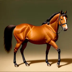 Stunning Brown Thoroughbred Horse With Bridle