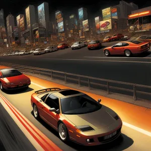 Night city lights blur motion transportation drive urban speed.