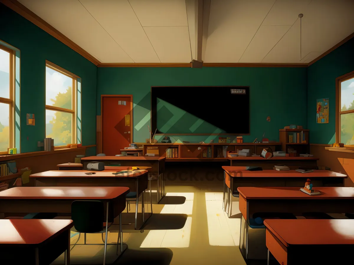 Picture of Modern luxury dining room interior with wooden furniture