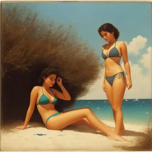 Exotic Beach Getaway: Attractive Model Embracing the Sun