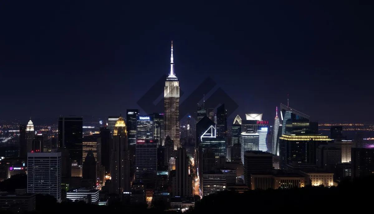 Picture of Modern Financial District Skyscraper at Dusk