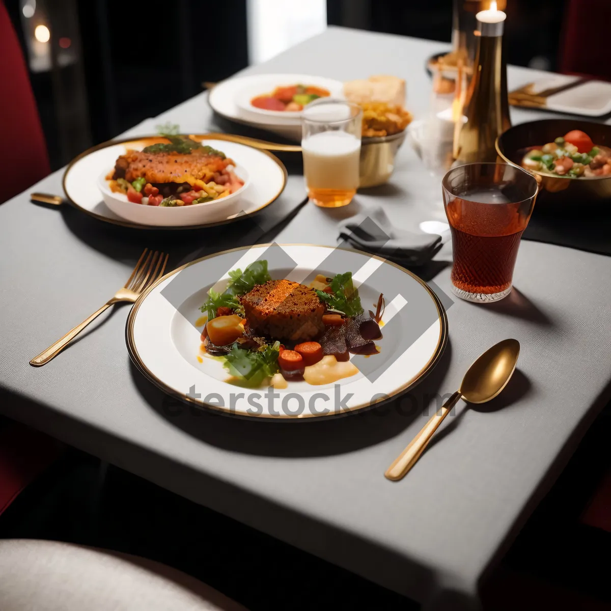 Picture of Fresh gourmet vegetable plate with delicious sauce.