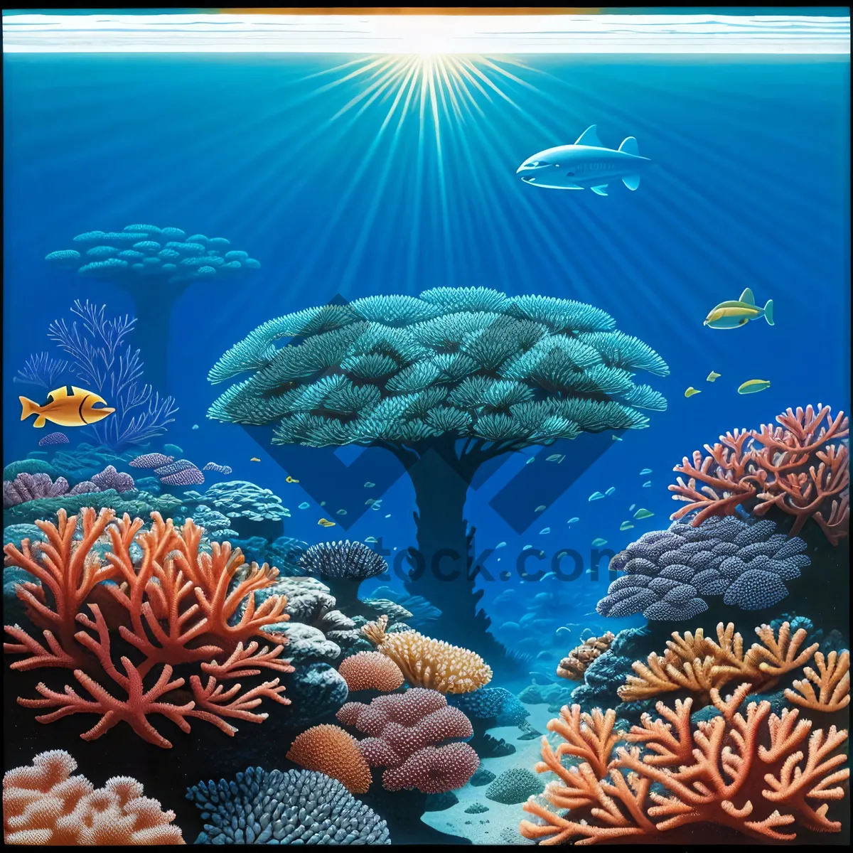 Picture of Vibrant Marine Life in Colorful Coral Reef